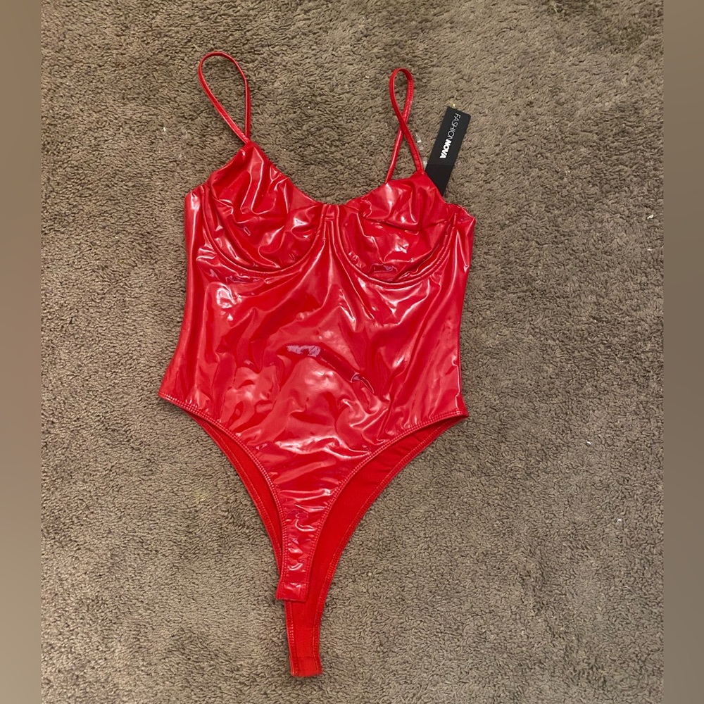 FASHIONOVA red latex body suit